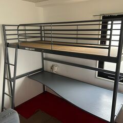 0円【2段ベット】IKEA　上段：ベッド、下段：テーブル付