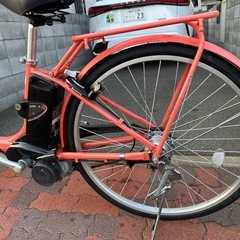 オレンジ 電動アシスト自転車 シティタイプ
