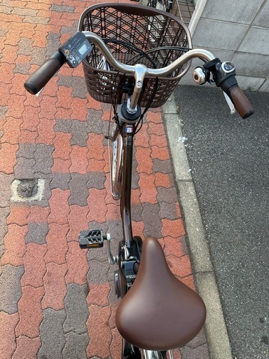 電動アシスト自転車 ブラウン 26インチ 前カゴ付きバッテリー、充電器付き