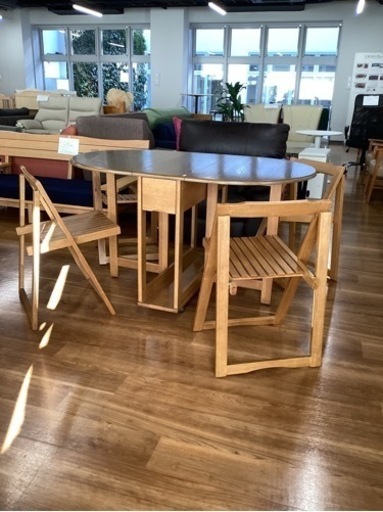 バタフライテーブル+イス4脚セット【町田市再生家具】242779