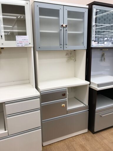 ★ジモティ割あり★  食器棚 シルバー H200×W80×D41 クリーニング済み KJ7720
