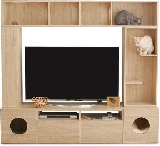 最終値下げ。猫が遊べるキャットウォークつき壁面テレビ台