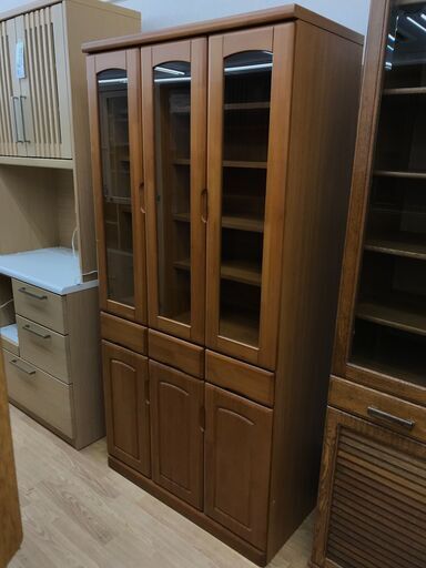 ★ジモティ割あり★  食器棚 茶色 H179×W88×D45 クリーニング済み KJ7722