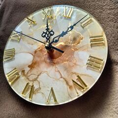 アルコールインクアート　アクリルブロック時計の画像