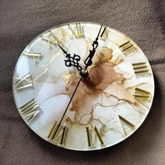 アルコールインクアート　アクリルブロック時計の画像