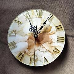 アルコールインクアート　アクリルブロック時計の画像