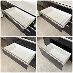【超美品‼️】定価十数万♪ 古賀家具 150cm幅キッチンボード 食器棚 収納家具 日本製 艶あり木目調ブラック♪の画像
