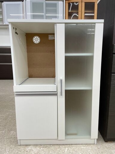 ★ジモティ割あり★  レンジ台 白 H89.5×D39.5×W60 クリーニング済み TJ10537