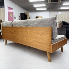【超美品‼️】定価162,800円♪ ウニコ 180cm幅3人掛けソファ(アルベロ) オットマン付き チークカラー♪の画像