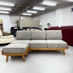 【超美品‼️】定価162,800円♪ ウニコ 180cm幅3人掛けソファ(アルベロ) オットマン付き チークカラー♪の画像