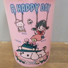 あべまりあ ゴミ箱 昭和 レトロ 日本 ヴィンテージ アンティーク かわいい イラスト 犬 花 併売の画像