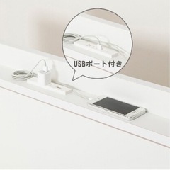 収納、コンセント、USB二口付きダブルベッドフレームの画像