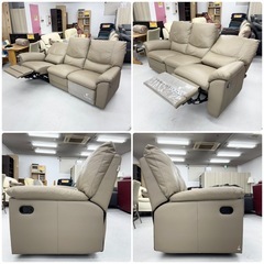 【展示品‼️】超高級♪ CALIA ITALIA 215cm幅3人掛けリクライニングソファ イタリア製 イタリアンレザー♪の画像