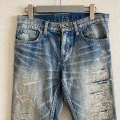 ルシェルブルー　ライトブルーダメージデニムパンツ　24の画像