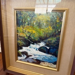 123.「急流の奥入瀬」髙橋一善 油絵の画像