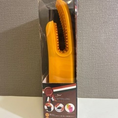 【A】02　シリコンミトンロング 鍋つかみ 耐熱ミトン オーブンミトン 未使用 オレンジ ①の画像