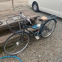 学生自転車　　ママチャリ　ダーククリーム　　27インチ　ギア付き...