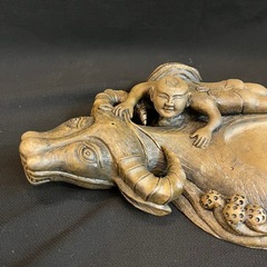 【未使用】 中国美術 硯 水牛唐人 龍 竜 澄泥硯の画像