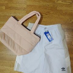 【最終価格✨2点】adidasタグ付ショートパンツ、未使用バッグ