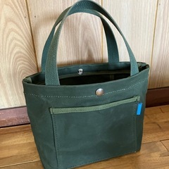 【ハンドメイド】帆布トートバッグ カーキ色 【新品未使用】の画像
