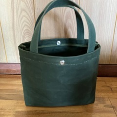 【ハンドメイド】帆布トートバッグ カーキ色 【新品未使用】の画像