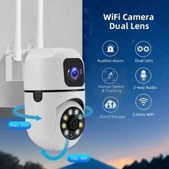 処分価格2,000円→1,500円【047】新品1 台 ワイヤレス2.4GHz 屋内デュアルレンズセキュリティWi-Fi カメラの画像