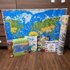 世界地図　ポスター　パズル　シール　ウォールステッカー　こっきの...