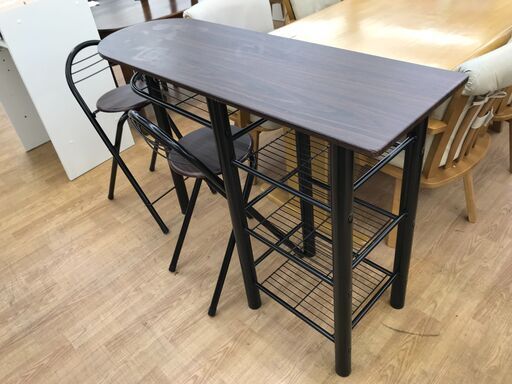 ★ジモティ割あり★  カウンターセット ダークブラウン H88×W120×D40 クリーニング済み KJ7730