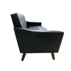 黒合成皮革 3人掛けソファ ダイヤモンドキルティング