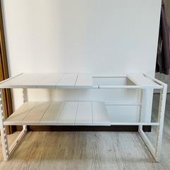 ニトリ　シンク下収納　伸縮ラック　白　の画像