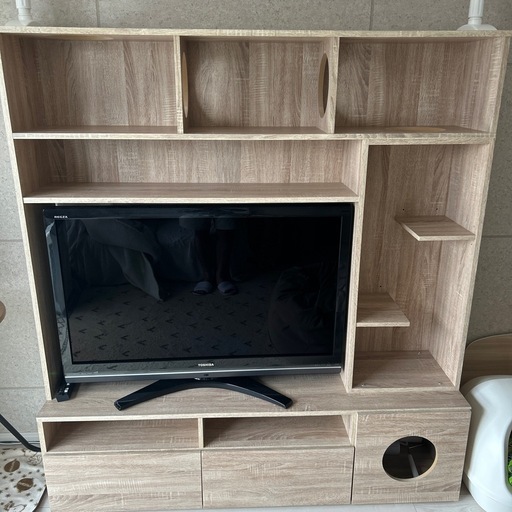 \nテレビ台 キャットウォーク付壁面収納付