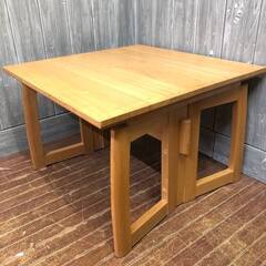 ss7173 ローテーブル スクエア 60cm ナチュラル タモ材 センターテーブル コーヒーテーブル カフェテーブル 木製 四角 シンプル コンパクト ローテーブル 中古の画像