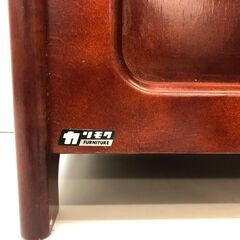 ss7175　カリモク マガジンラック 赤茶 オールドカリモク 木製 新聞入れ ブラウン 持ち手付き karimoku 雑誌 冊子 新聞 小物 収納 ラック スタンド リビングの画像