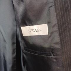 GEAR WOOL メンズ　ビジネス2パンツ　合物スーツ　美品　紺色　ストライプの画像