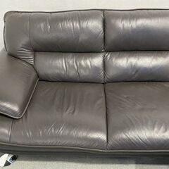 NITORI/ニトリ カウチソファ ロゾ4 本革(牛革) ダークブラウン L字 左カウチ クッション×2 中古家具 店頭引取歓迎 R9079の画像