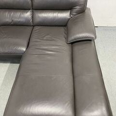 NITORI/ニトリ カウチソファ ロゾ4 本革(牛革) ダークブラウン L字 左カウチ クッション×2 中古家具 店頭引取歓迎 R9079の画像
