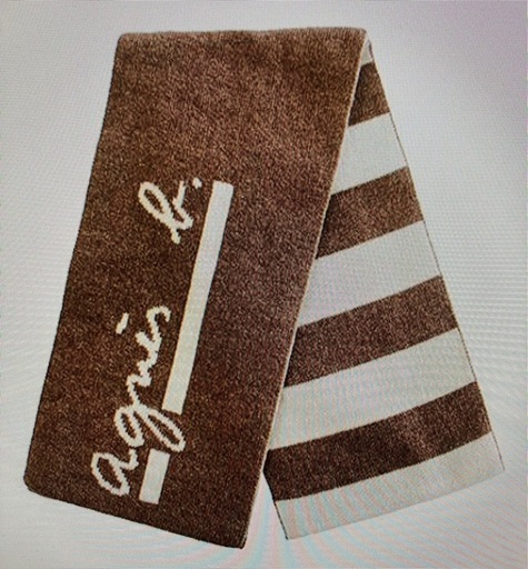 アニエスベー 
ボーダーマフラー  ブラウン ハンズ