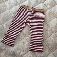 babyGap ボルドーと白のストライプ フレアパンツ 80の画像