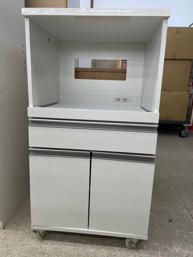 ★ジモティ割あり★  レンジ台 白 H101×D45×W54 クリーニング済み TJ10552