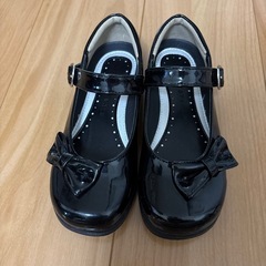 黒 リボン付き フォーマルシューズ　20サイズ