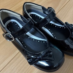 黒 リボン付き フォーマルシューズ　20サイズの画像