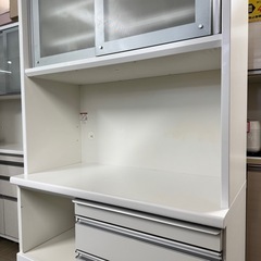 【美品‼️】定価21万♪ 高級 松田家具 100cm幅キッチンボード 食器棚 収納家具 鏡面仕上げホワイト♪