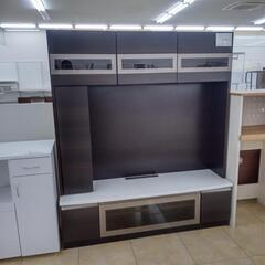 ★ジモティ割あり★  リビングボード 白　ダークブラウン H180×D42×W156.5 クリーニング済み OJ7490