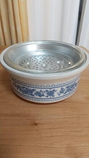 陶器製   蒸し器   伝統的な青い模様