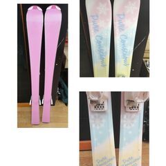 110cm ピュアコンシャス 3点セット 板・ビンディング・ポール ピンク系 ジュニアスキー 西岡店の画像