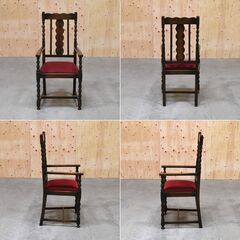 ≪yt1760ジ≫ 英国ヴィンテージ家具 ハイバックアームチェア ダイニングチェア/ボビンターニング/バロック/アンティーク 中古家具/宮城県仙台市 61222-14の画像
