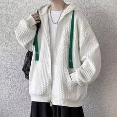 メンズ 人気 ゆったり長袖 メンズパーカー ジップパーカー ホワ...