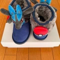 子供靴、新品、ムートンブーツ、ポケモン、ルカリオ19センチの画像
