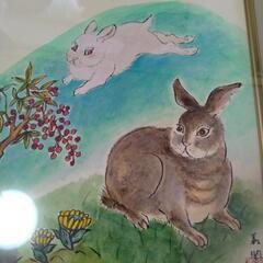 今井義明　色紙絵　茨城県　漂白の画家　うさぎの画像
