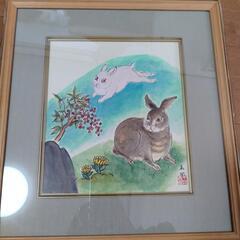 今井義明　色紙絵　茨城県　漂白の画家　うさぎ